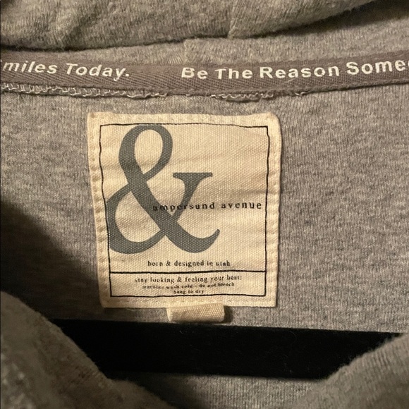 AMPERSAND AVE Gray Hoodie with Pink Accents - Picture 3 of 7